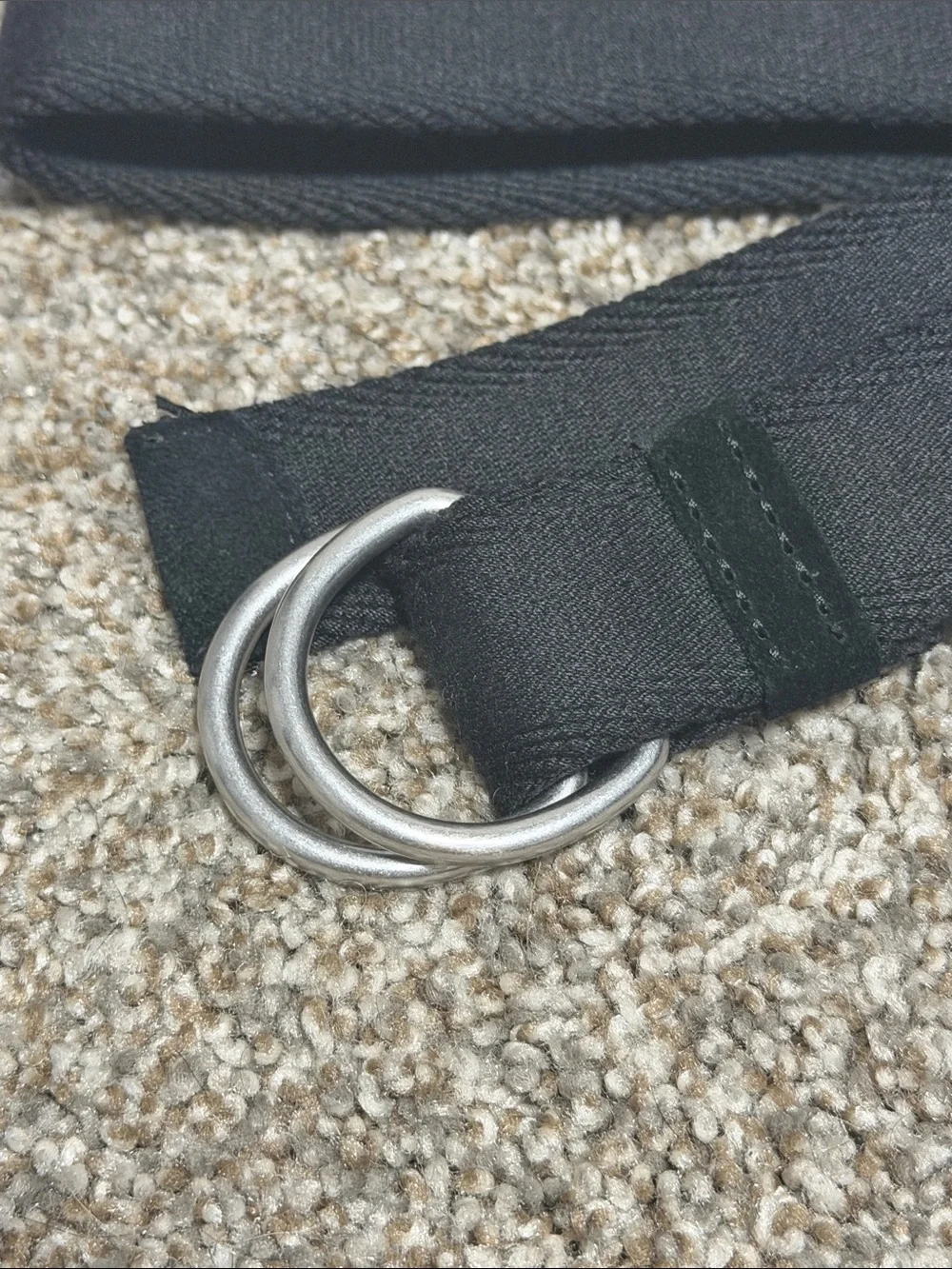 PAIGE Black Fabric Double D-Ring Belt